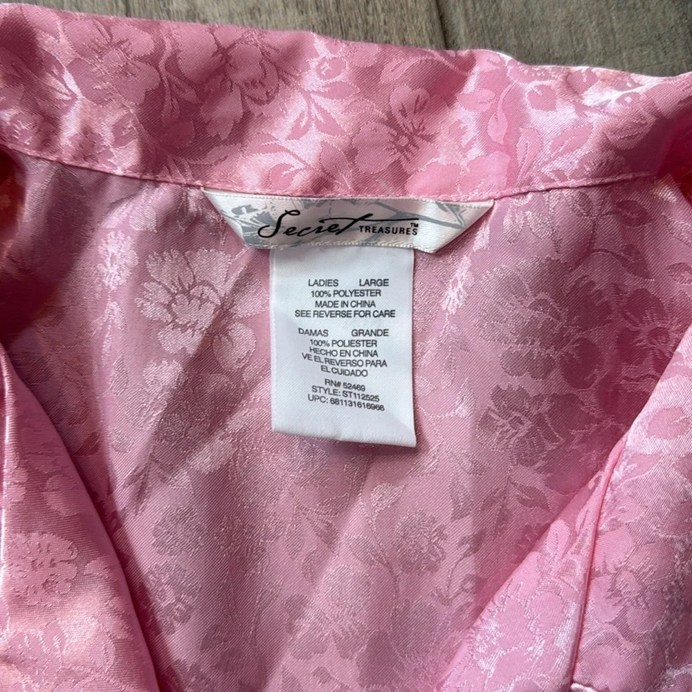 Secret Treasures Floral Satin Pajama‎ Short Set 2 piece Pink Large